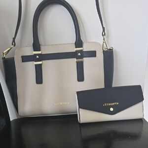Liz Claiborne Black and Cream Women's Bag Set